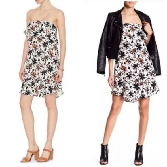 A.L.C. Silk Strapless Romy Floral Mini Dress Size 0 Damaged - Picture 1 of 15